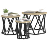 Nesting Side Table 3 pcs Sonoma Oak Engineered Wood and Steel 868256