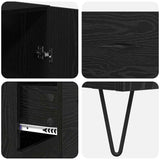 Highboard with Drawer 2 pcs Black Oak Engineered Wood and Glass 3416197