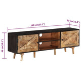 TV Cabinet 140x30x46 cm Rough Mango Wood and Solid Acacia Wood 338420