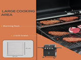 4 Burner Gas BBQ Grill Outdoor Portable Barbecue Trolley w/ Warming Rack, Side Shelves, Storage T3398P320134