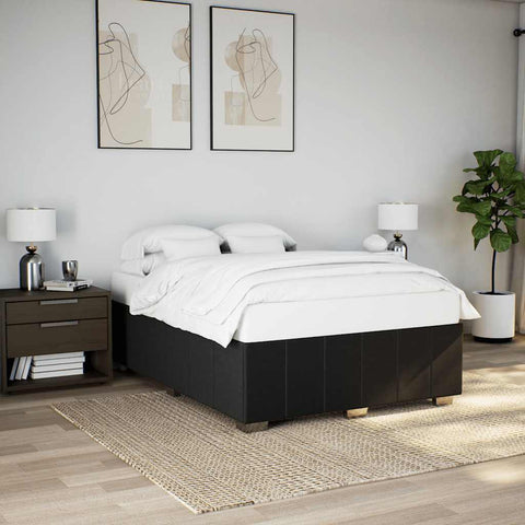 ZNTS Bed Frame without Mattress Black Double Fabric 3284870