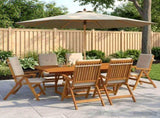 7-Piece Garden Dining Set Natural Solid Acacia Wood 3434500