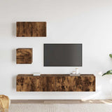 4 Piece TV Cabinet Set Smoked Oak Engineered Wood 3114643