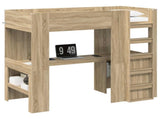 Loft Bed Frame with Desk Sonoma Oak 90 x 190 cm Engineered Wood 3410437