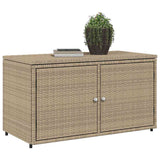 Garden Storage Cabinet Beige 110x55x60.5 cm Poly Rattan 365570