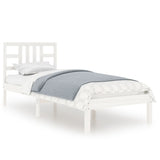 Bed Frame White Solid pine wood Single Decorative Inlays 3105396