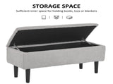 47L Storage Ottoman, End of Bed Bench with Wooden Legs, Fabric Footstool for Living Room, Bedroom, T3398P329445