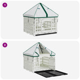 4 Panel Dog Playpen with Roof 122 x 106.5 x 82 cm Plastic White 42027216
