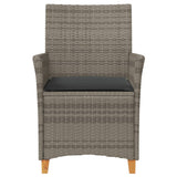 Garden Chairs with Cushions 2 pcs Grey Poly Rattan&Solid Wood 368718