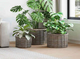Planter Basket with Storage 3 pcs Kubu Grey Kubu Rattan 42020955