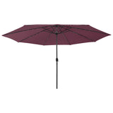 312534 Garden Parasol with LED Lights 400 cm Bordeaux Red