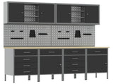 Work Cabinet with Drawer 10 pcs Black Engineered Wood and Steel 3321490