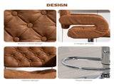 PU Leather Upholstered Swivel Bar Stool, Height Adjustable with Back, Armrest, Footrest, Brown T3398P552561