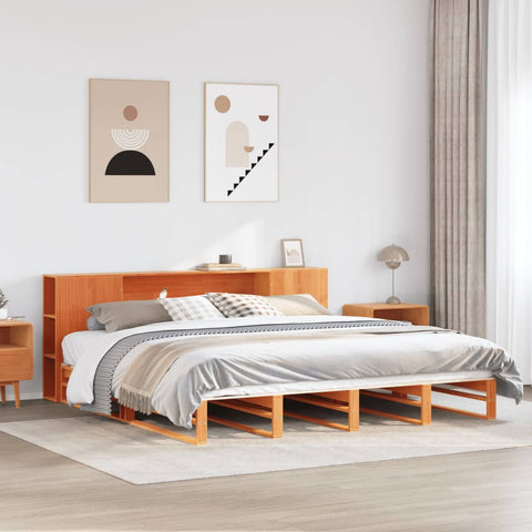 Bookcase Bed without Mattress Wax Brown 180x200 cm Super King Solid Wood 3323886