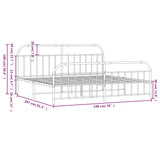Bed Frame White Powder-Coated Steel Double Bed Frame 353708