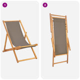 Beach Chair Taupe Solid Teak Wood 42032662