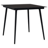 Garden Dining Table Black 80x80x74 cm Steel and Glass 312157