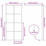 Walk-in Shower Wall Black 90 x 195 cm Tempered Glass 42022048