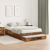 Storage Bed Frame with Drawer Old Wood 120 cm Engineered Wood 3335691