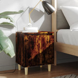 Bed Cabinets with Solid Wood Legs 2 pcs Smoked Oak 40x30x50 cm 813111