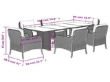 7 Piece Garden Dining Set with Cushions Grey Poly Rattan 3211892