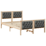 Bed Frame with Headboard Dark Grey 135 x 190 cm Solid Pine Wood 878410