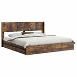 Bed Frame with Storage and Headboard Smoked Oak 180 x 200 cm 3414363