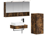 Bathroom Cabinet Set 3 pcs Smoked Oak 100 x 14.5 x 70 cm 3407395