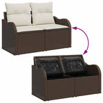 Garden Sofa with Cushion Brown 121 x 62 x 69cm Poly Rattan 42006723