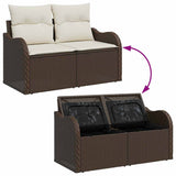 Garden Sofa with Cushion Brown 121 x 62 x 69cm Poly Rattan 42006723