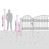 Garden Fence Gate with Arched Top Steel 1.75x5 m Black 144371