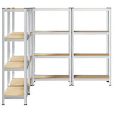 4-Layer Storage Shelves 4 pcs Silver Steel&Engineered Wood 3307579