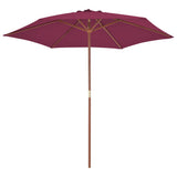 Garden Parasol with Wooden Pole 270 cm Bordeaux Red 44517