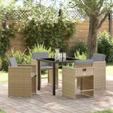 Garden Dining Set with Cushion 5 pcs Beige Poly Rattan 3379996