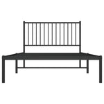 ZNTS Metal Bed Frame without Mattress with Headboard Black 107x203cm 350860