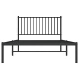 ZNTS Metal Bed Frame without Mattress with Headboard Black 107x203cm 350860