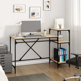 Desk with Shelves Sonoma Oak 135x50x90 cm Engineered Wood&Iron 826710