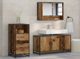 Bathroom Furniture Set with Door 3 pcs Old Wood Engineered Wood 3402408