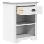 ZNTS Bedside Cabinet BODO White 53x38.5x66 cm Solid Wood Pine 355053