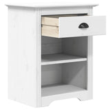 ZNTS Bedside Cabinet BODO White 53x38.5x66 cm Solid Wood Pine 355053