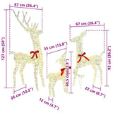 Reindeer Family 3 pcs Warm white 67 x 26 x 127 cm PET 42019050