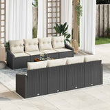 Garden Sofa Set with Cushion 9 pcs Black Poly Rattan 3347803