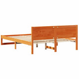 Bed Frame with Headboard Wax Brown 160 x 200 cm Solid Pine Wood 873267