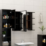 ZNTS Bathroom Mirror Cabinet Black 80x20.5x64 cm Engineered Wood 802607