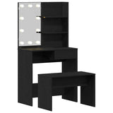 LED Dressing Table Set 2 pcs Black Oak Engineered Wood 3333070