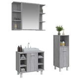 ZNTS 3 Piece Bathroom Cabinet Set Grey Sonoma Engineered Wood 3187610