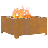 Fire Pit Brown 60 x 60 x 30 cm Weathering Steel 858963