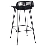 Bar Stool 2 pcs Black 44 x 46 x 91 cm Rattan and Steel 42033205