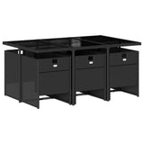 7 Piece Garden Dining Set with Cushions Black Poly Rattan 3210546