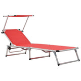 Sun Lounger Red Aluminium, Textilene Standard Foldable 44334